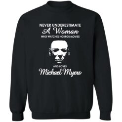 Never underestimate a woman who watch horror movies and love Michael Myers shirt $19.95 redirect10172022021001 1