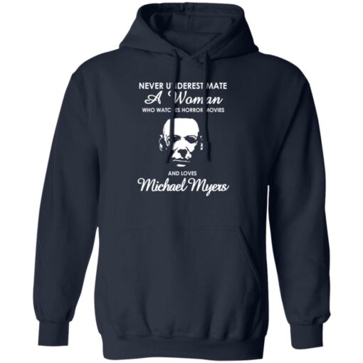 Never underestimate a woman who watch horror movies and love Michael Myers shirt $19.95 redirect10172022021001