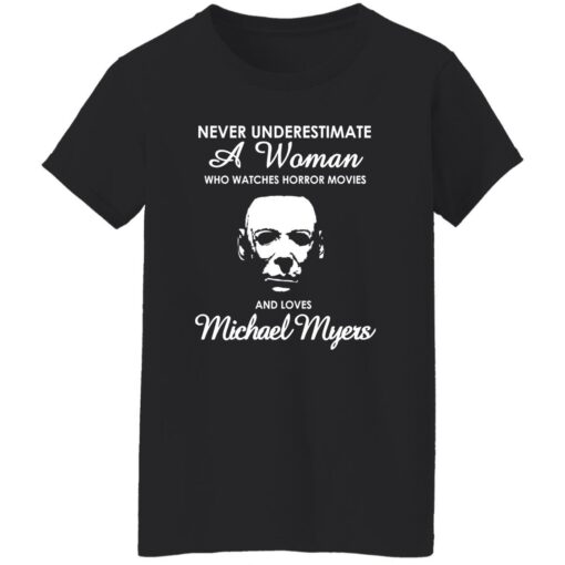 Never underestimate a woman who watch horror movies and love Michael Myers shirt $19.95 redirect10172022021002 1