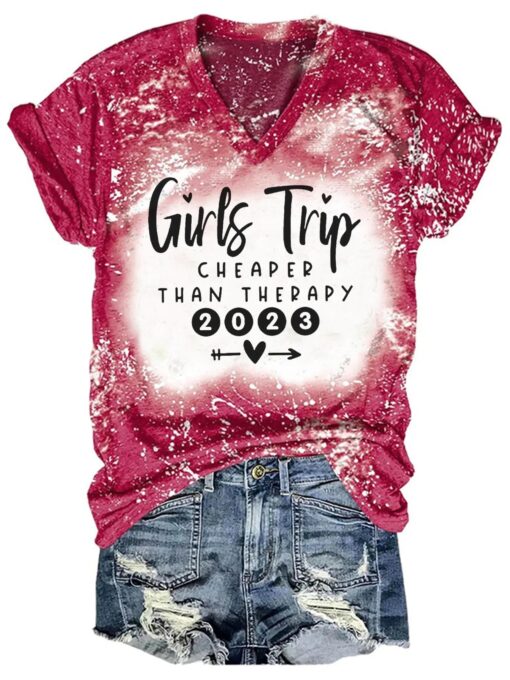 Girls Trip Cheaper Than Therapy 2023 Bleached Shirt
