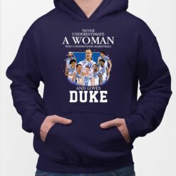 Never Underestimate A Woman Who Understands Basketball and Love Duke shirt $19.95 Endas Lele Underestimate a woman 2 Navy
