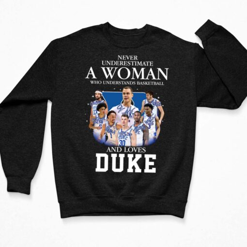 Never Underestimate A Woman Who Understands Basketball and Love Duke shirt $19.95 Endas Lele Underestimate a woman 3 Black