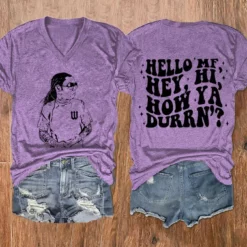 MF Hey Hi How Ya Durrn We~zy Print vneck-Shirt