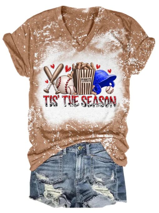 Tis' The Season Baseball Bleached Shirt