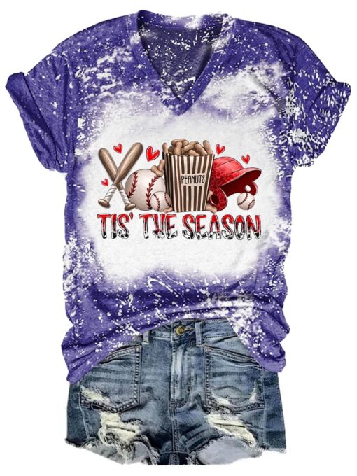 Tis' The Season Baseball Bleached Shirt