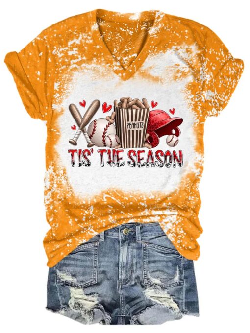 Tis' The Season Baseball Bleached Shirt