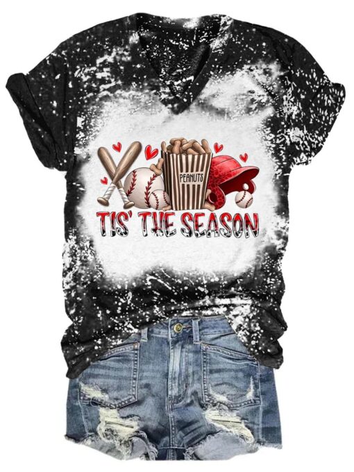 Tis' The Season Baseball Bleached Shirt