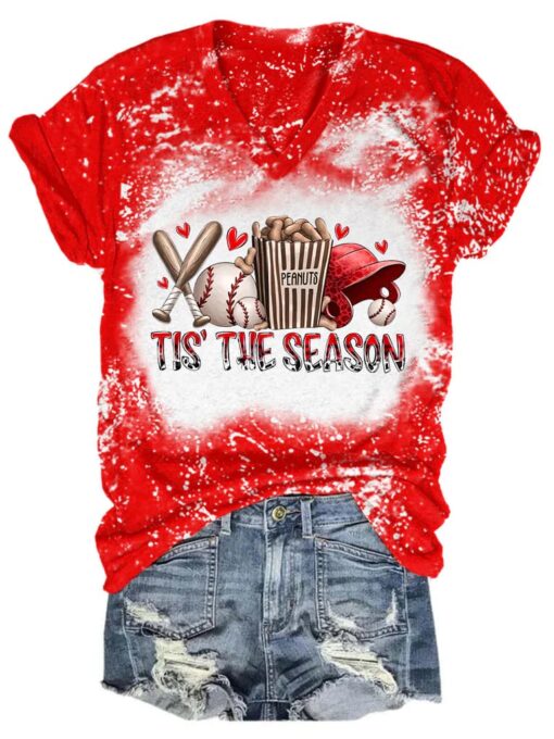 Tis' The Season Baseball Bleached Shirt