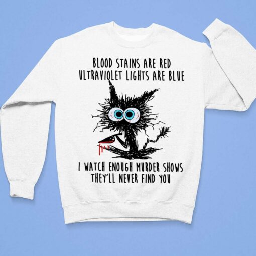 Black Cat Blood Stains Are Red Ultraviolet Lights Are Blue Shirt $19.95