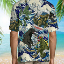 Godzilla Surfing Funny Hawaiian Shirt $34.95