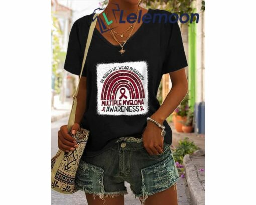In March We Wear Burgundy Multiple Myeloma Awareness Shirt, Hoodie, Sweatshirt, Women Tee