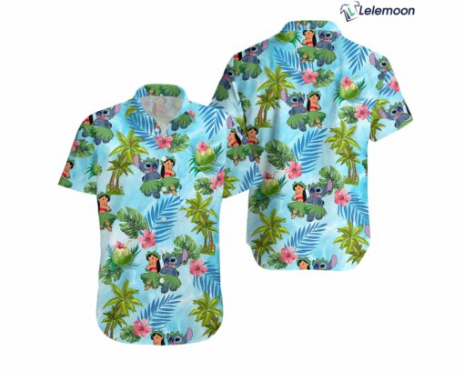 Lilo And Stitch Palm Tree Hawaiian Shirt $34.95