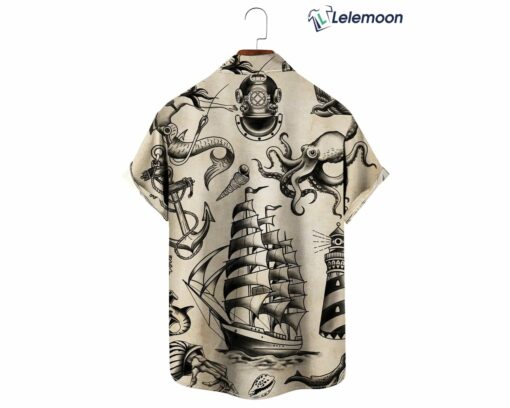 Nautical Mermaid Boat Easy Care Aloha Hawaiian Shirt $34.95