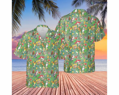 Orange Bird And Tiki Friends Hawaiian Shirt
