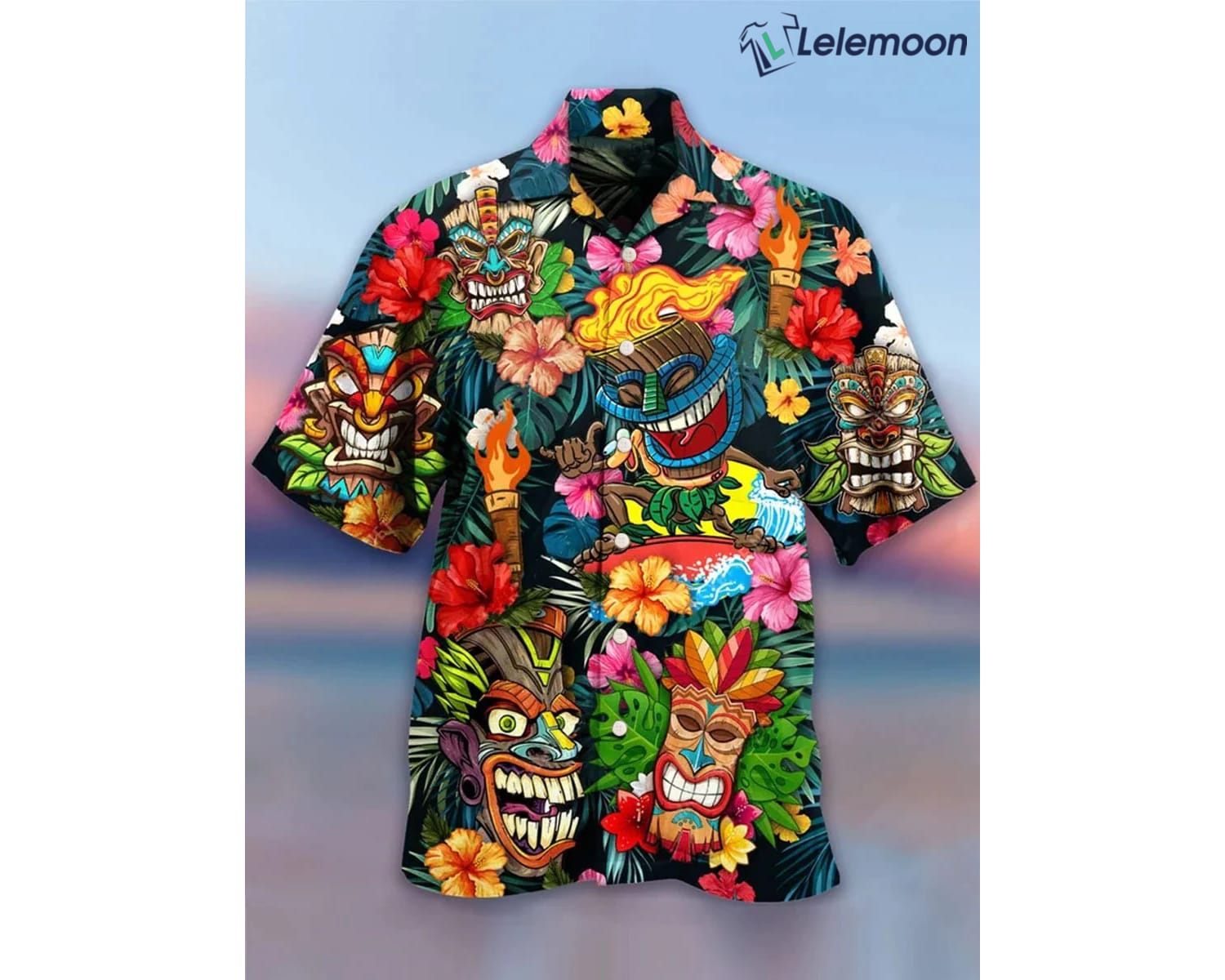 TIKI Print Casual Short Hawaiian Shirt TIKI Print Casual Short Hawaiian Shirt $34.95