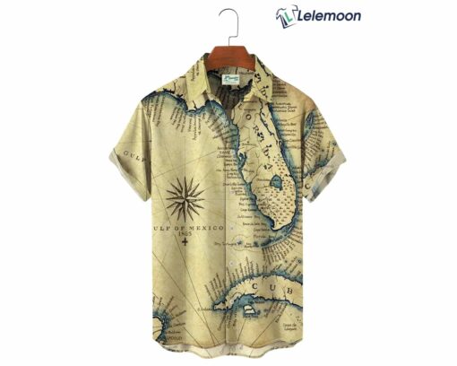 Vintage Florida Map Hawaiian Shirt $34.95 Vintage Florida Map Hawaiian Shirt 2 1