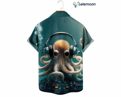 Vintage Nautical Octopus Listen Music Hawaiian Shirt $34.95