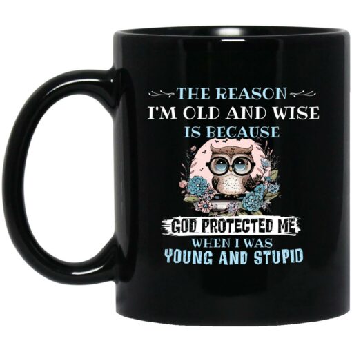 Owl The Reason I'm Old And Wise Is Because God Protected Me Mug $15.99