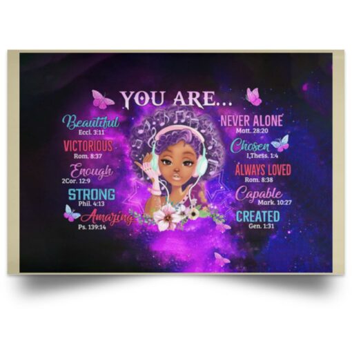 Black Girl Beautiful Never Alone Victorious You Are Poster, Canvas $27.99