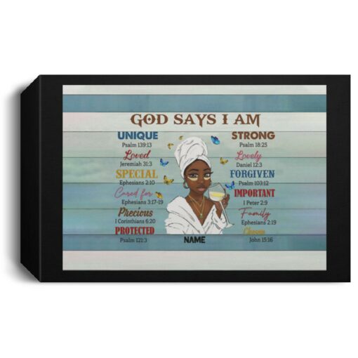 Personalized Custom Name Black Girl God Says I Am Poster, Canvas $27.99