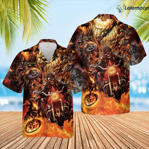 Amazing Skull Motorcycle Racing Hawaiian Shirt $34.95