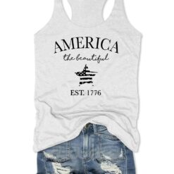America The Beautiful Est 1776 4th Of July Tank Top