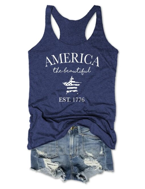 America The Beautiful Est 1776 4th Of July Tank Top