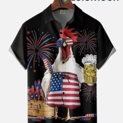 American Flag Rooster Hawaiian Shirt
