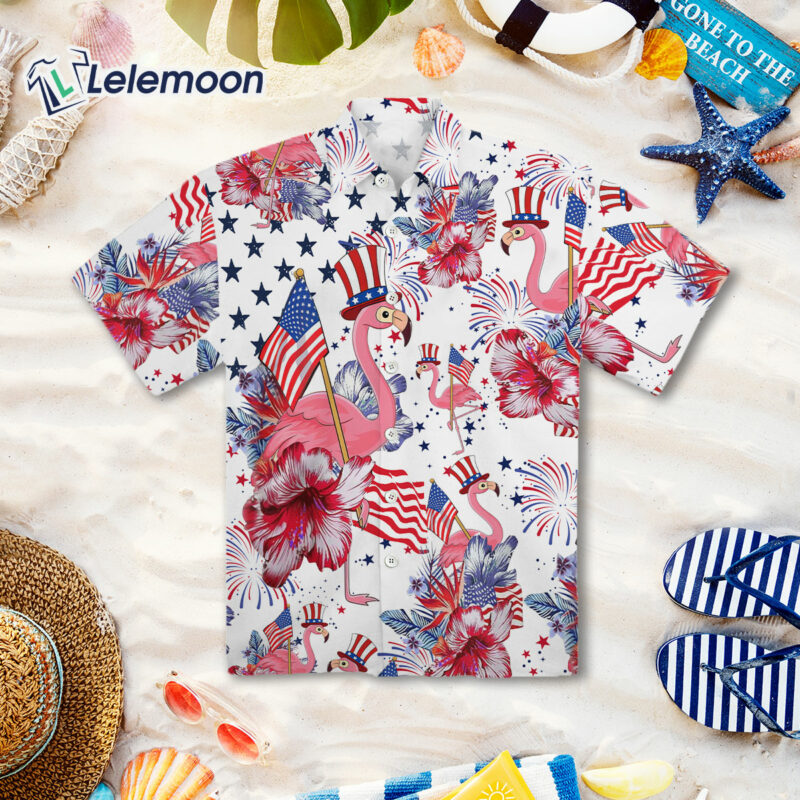 Flamingo American Flag Hawaiian Shirt Flamingo American Flag Hawaiian Shirt