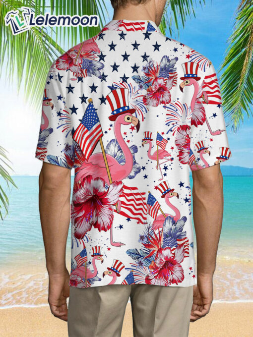 Flamingo American Flag Hawaiian Shirt $34.95