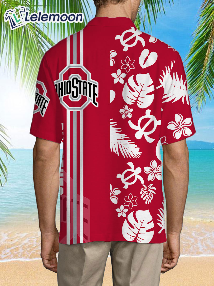 NCAA Ohio State Buckeyes Flower Button Up Hawaiian Shirt 3D Shirt