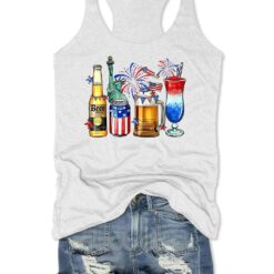 Happy 4th Of July Wine Glasses Tank Top