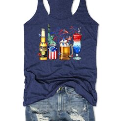 Happy 4th Of July Wine Glasses Tank Top
