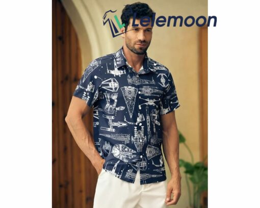 Mens Aerospace Machine Print Casual Breathable Hawaiian Shirt $34.95