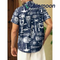 Mens Aerospace Machine Print Casual Breathable Hawaiian Shirt $34.95