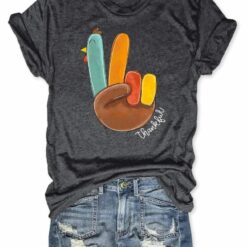 Peace Sign Turkey Thankful Shirt