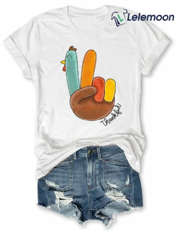 Peace Sign Turkey Thankful Shirt Peace Sign Turkey Thankful Shirt