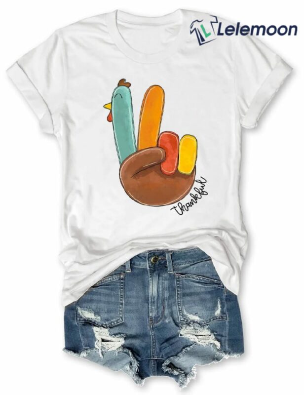 Peace Sign Turkey Thankful Shirt