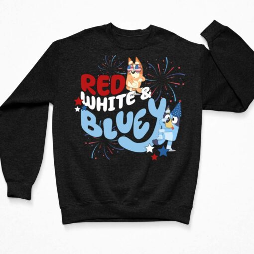 Red White And Bluey Family 4th of July shirt $19.95 Red White And Bluey Family shirt 3 Black