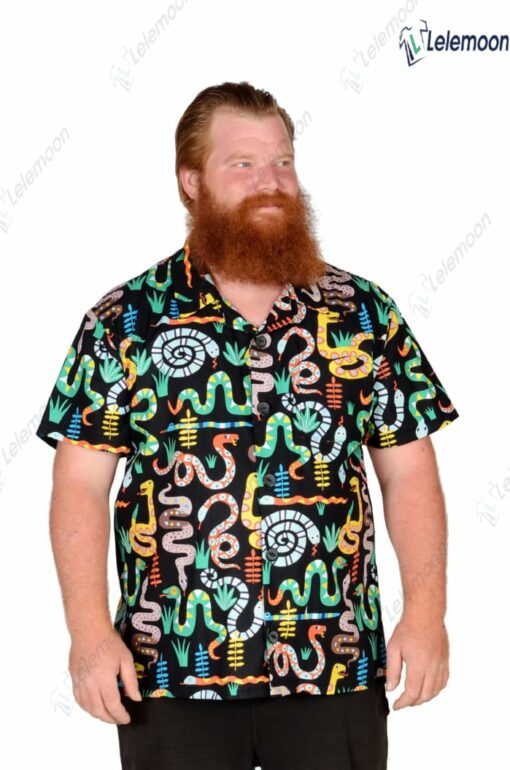 Snakes Pattern In Black Hawaiian Shirt
