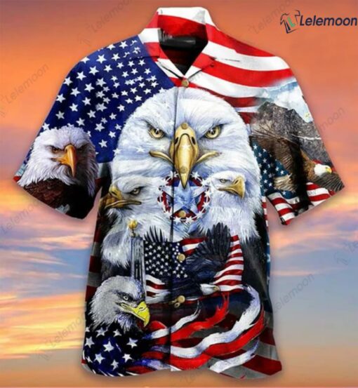 American Eagle US Flag Hawaiian Shirt $36.95