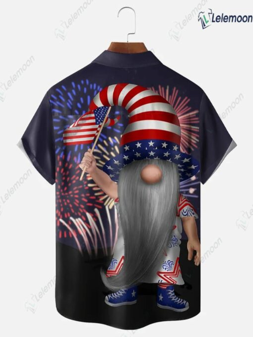 American Flag Gnome Short Sleeve Hawaiian Shirt $36.95