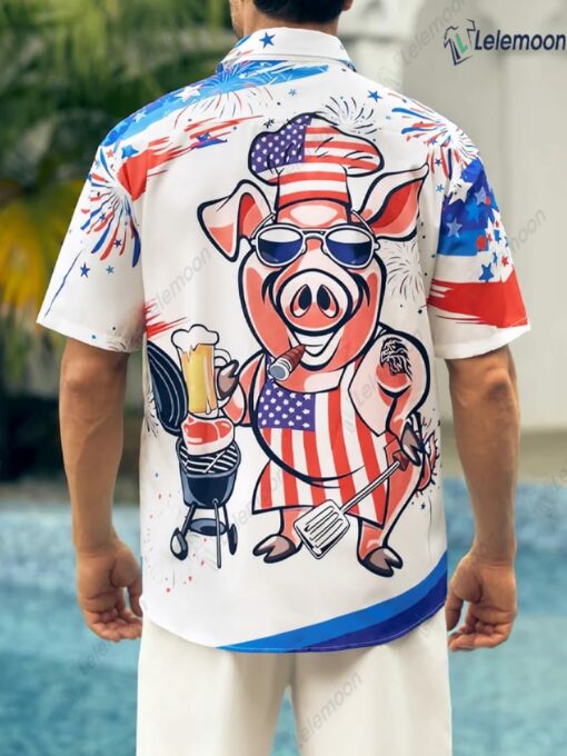 American Flag Mr Pig Cook Short Sleeve Hawaiian Shirt $36.95