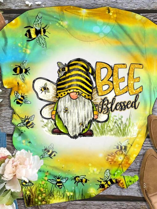 Bee Gnome Blessed Flower Shirt $27.95