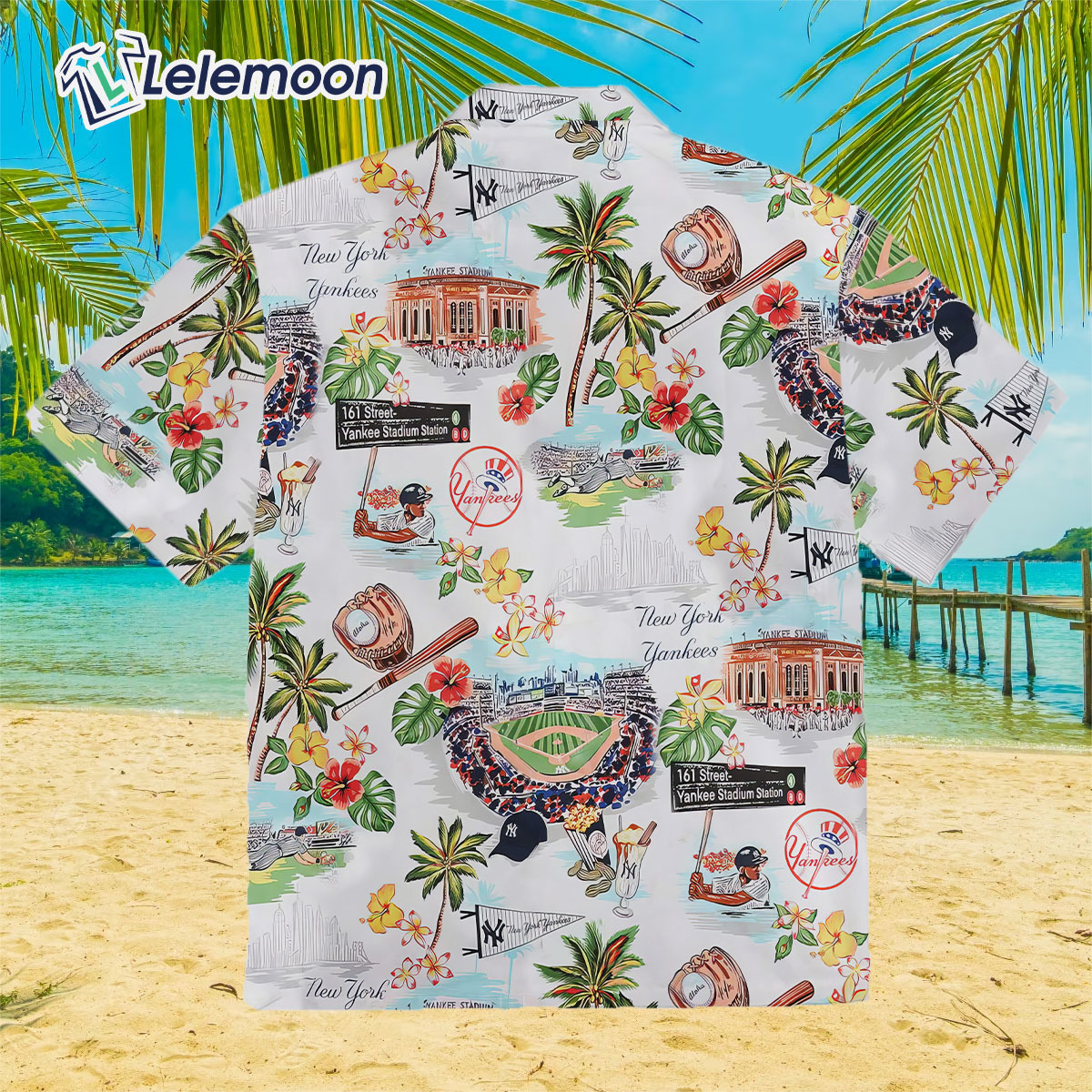 New York Yankees Scenic Aloha Hawaiian Shirt - Lelemoon