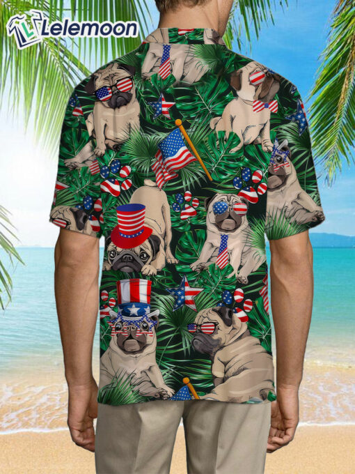 Pug Happy 4th Of July Independence Day Hawaiian Shirt $36.95