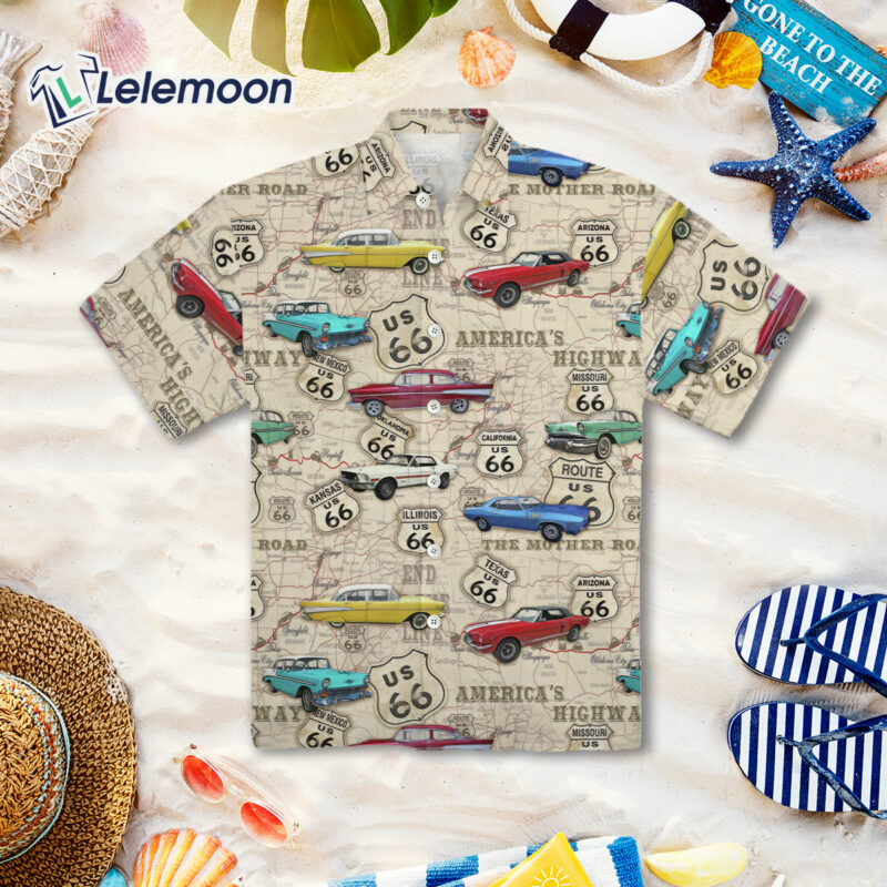 Amazing Vintage Muscle Car On Route Hawaiian Shirt Amazing Vintage Muscle Car On Route Hawaiian Shirt