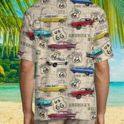Amazing Vintage Muscle Car On Route Hawaiian Shirt $36.95