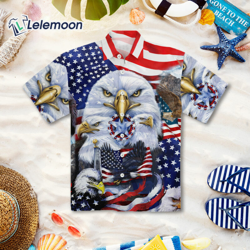 American Eagle US Flag Hawaiian Shirt American Eagle US Flag Hawaiian Shirt