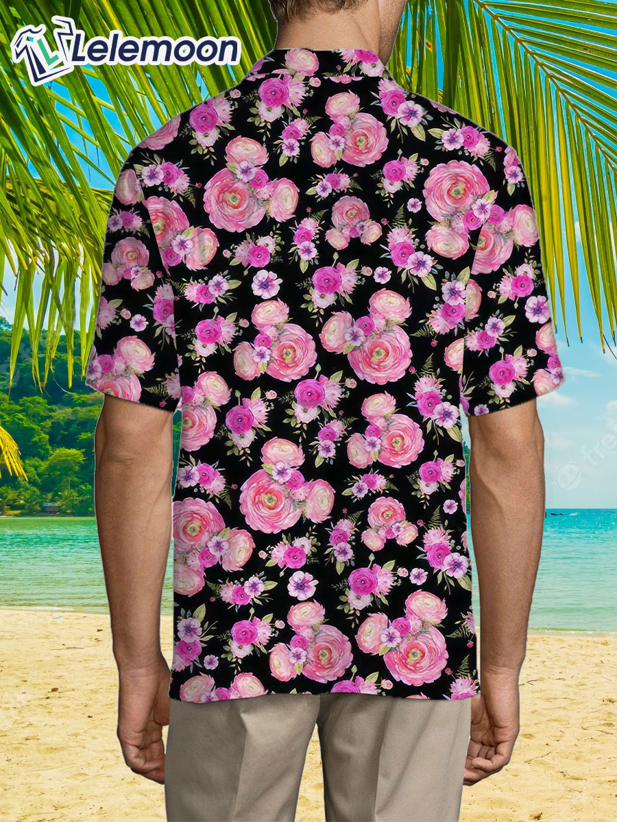 Fuchsia Pink Floral Minnie Ears Hawaiian Shirt - Lelemoon